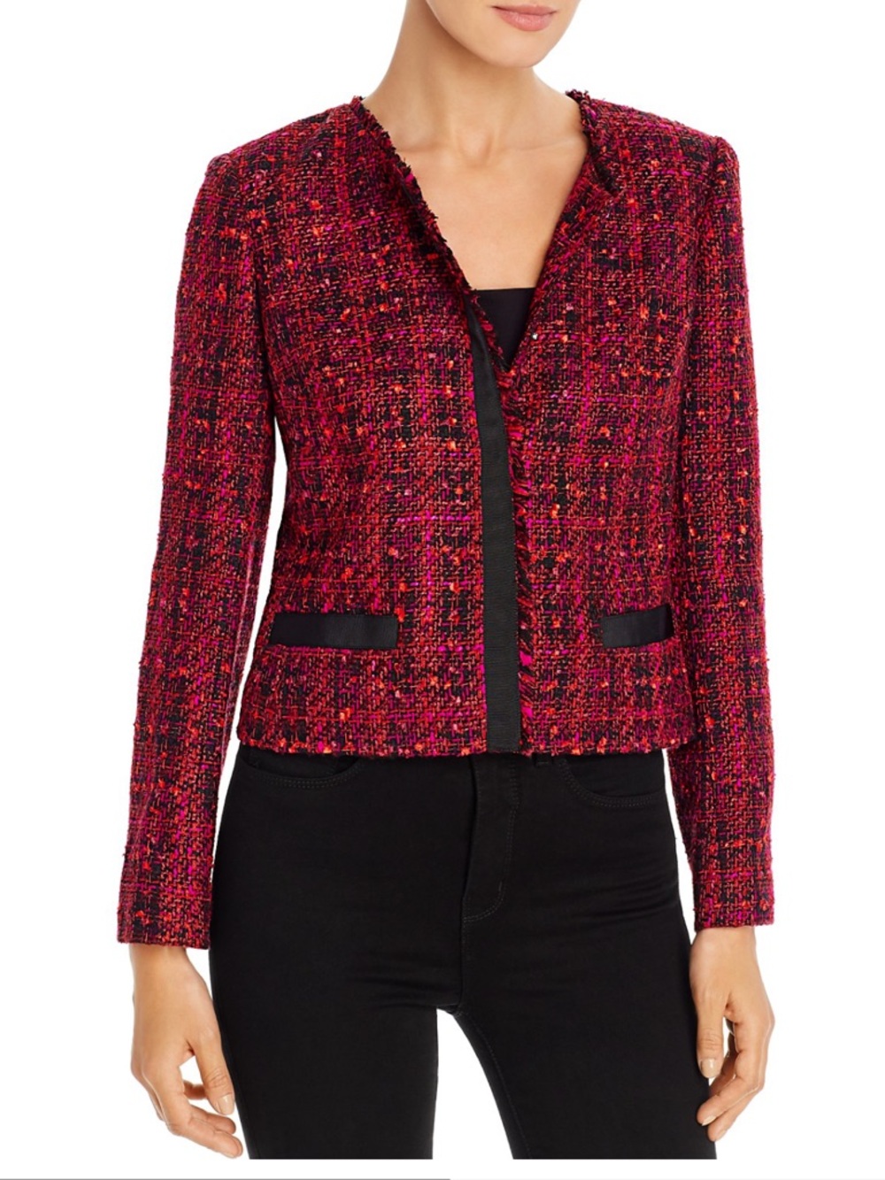 KARL LAGERFIELD PARIS Tweed Cropped Jacket Size 16